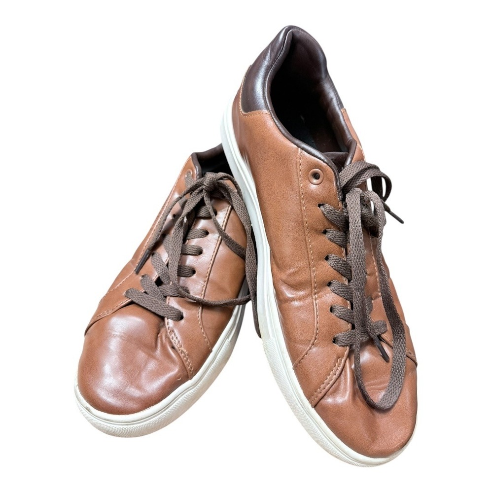 Mario‎ Lopez Mens Tan Brown Faux Leather Low Top Casual Sneakers Shoes Size 7
